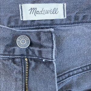 Women's Madewell Black Rigid Denim A-Line Skirt 30 Cotton Open Cut-Off Modern